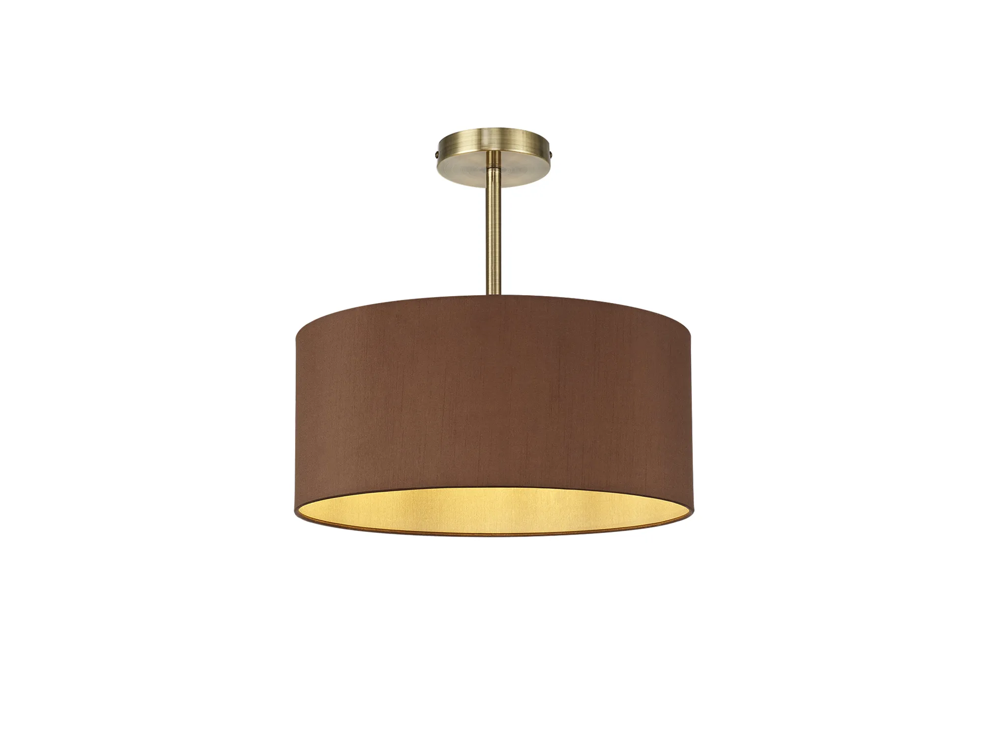 DK0170  Baymont 40cm Semi Flush 1 Light Antique Brass; Raw Cocoa/Grecian Bronze